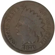 1870 Indian Head Penny - Good Details Cleaned