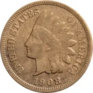 1908-S Indian Head Penny - Very Fine (VF) Details - Artificially Colored