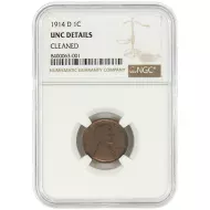 1914 D Lincoln Wheat Penny - NGC Uncirculated Details Cleaned