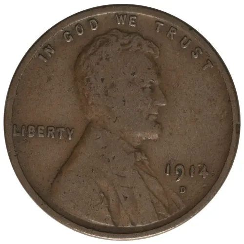 1914 D Lincoln Wheat Penny - Fine Details Reverse Scratched