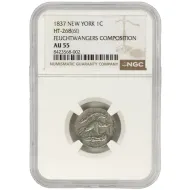 1837 NY Feuchtwanger's Composition Hard Times Token (HT-268(61))  NGC AU55