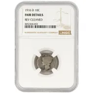 1916 D Mercury Dime - NGC Fair Details Rev Cleaned