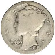 1916 D Mercury Dime - About Good