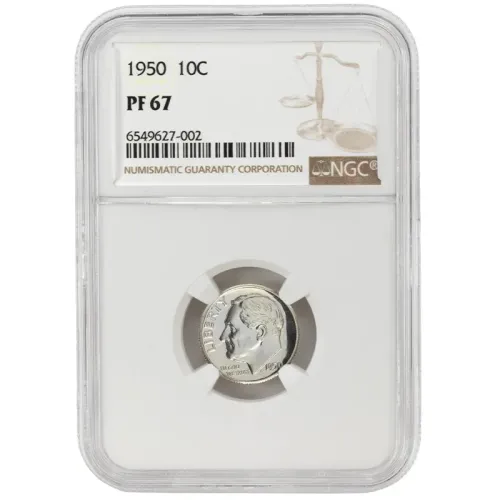 1950 Proof Roosevelt Dime - NGC PF 67