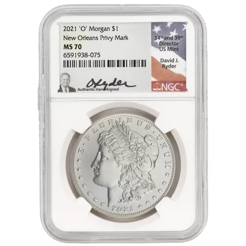2021 O Morgan Silver Dollar - PCGS MS70 David Ryder