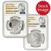 2023 Peace Silver Dollar 2pc Set - NGC PF0 MS70 FDOI
