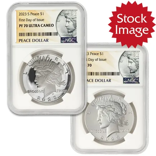 2023 Peace Silver Dollar 2pc Set - NGC PF0 MS70 FDOI