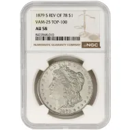 1879 S Rev of 78 Morgan Dollar - VAM25 - NGC AU58