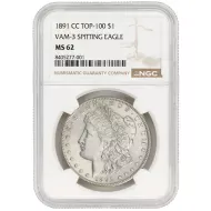 1891 CC Morgan Dollar VAM3 Spitting Eagle - NGC MS62