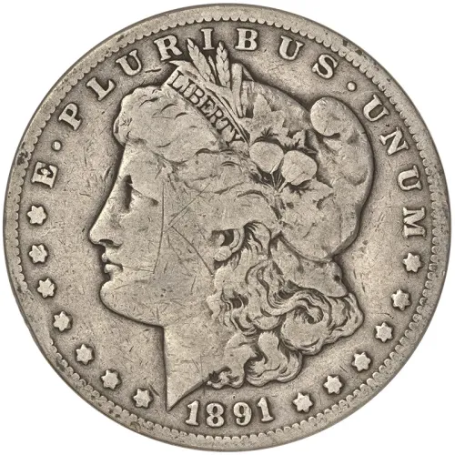 1891 CC Morgan Dollar - Very Good Details Graffiti