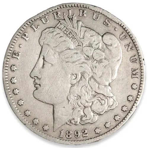 1892 S Morgan Dollar - F (Fine) Details Damaged