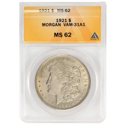 1921 Morgan Dollar Vam 31a1 - ANACS MS62