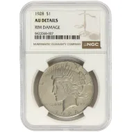 1928 Peace Dollar - NGC AU Details Rim Damaged