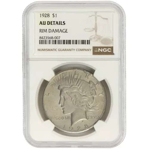 1928 Peace Dollar - NGC AU Details Rim Damaged