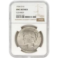 1934 D Peace Dollar - NGC Unc Details Cleaned