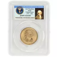 2007 John Adams Presidential Dollar - Double Edge Lettering Overlapped - PCGS MS65