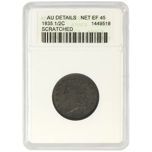1835 Classic Head Bust 1/2 Cent ANACS AU Details Scratched