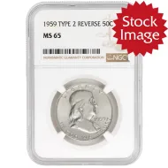 1959 Franklin Half Dollar Type 2 Reverse - NGC MS 65