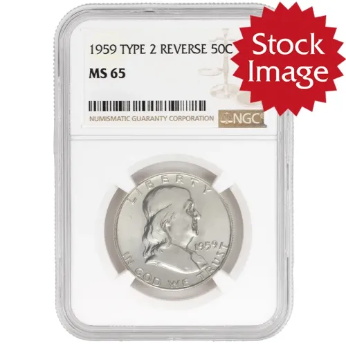 1959 Franklin Half Dollar Type 2 Reverse - NGC MS 65