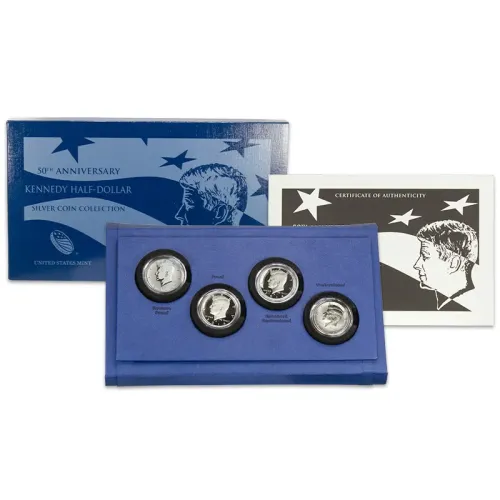 2014 Kennedy Half Dollar Silver Four-Coin Set - Damaged Box