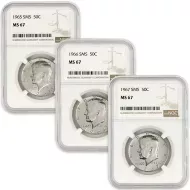 1965 - 1967 Kennedy Half Dollar Set - SMS - NGC MS 67