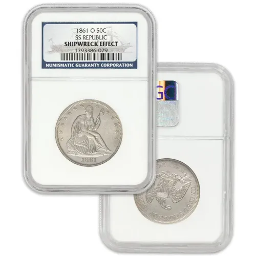 1861 O Seated Half Dollar SS Republic Shipwreck Recovery - NGC