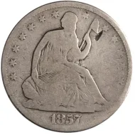 1857 Seated Half Dollar - Very Good Details - Damaged