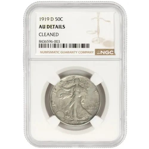 1919 D Walking Liberty Half Dollar - NGC AU Details Improperly Cleaned