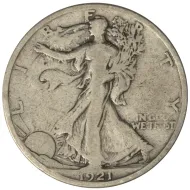1921 S Walking Liberty Half Dollar - Fine Details - Improperly Cleaned #1