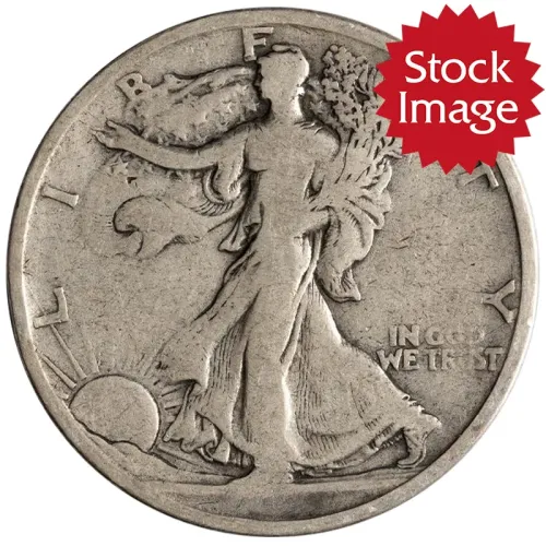 1938 D Walking Liberty Half Dollar - Very Fine Details - Improperly Cleaned