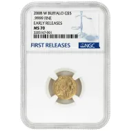 2008 W 1/10oz Gold Buffalo $5 - NGC MS70 ER