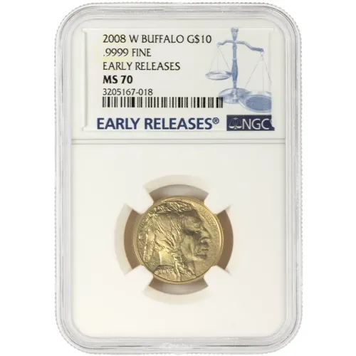 2008 W 1/4oz Gold Buffalo $10 - NGC MS70 Early Release