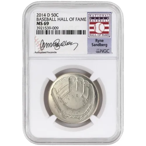 2014 Baseball Hall of Fame Uncirculated Half Dollar NGC MS 69 Ryne Sandberg