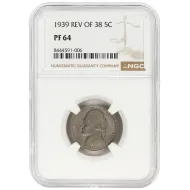 1939 - Jefferson Nickel - Rev of 38 - NGC PF64