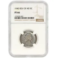1940 Jefferson Nickel Proof - Rev of 1940 - NGC PF66