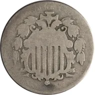 1866 Shield Nickel - About Good (AG)