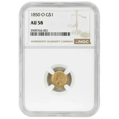 1850 O $1 Gold Liberty - NGC AU58