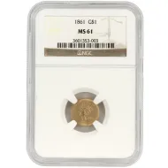1861 $1 Gold Princess - NGC MS61