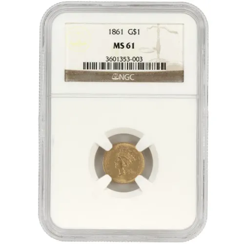 1861 $1 Gold Princess - NGC MS61