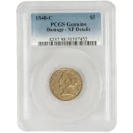 1848 C Liberty $5 Gold Half Eagle - PCGS XF Details Damage