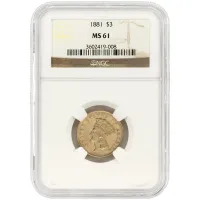 1881 Princess $3 Gold - NGC MS61