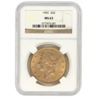 1902 Liberty $20 Gold Double Eagle - NGC MS63