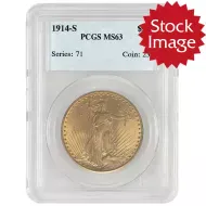 1914 $20 St. Gaudens Gold Double Eagle - PCGS MS63