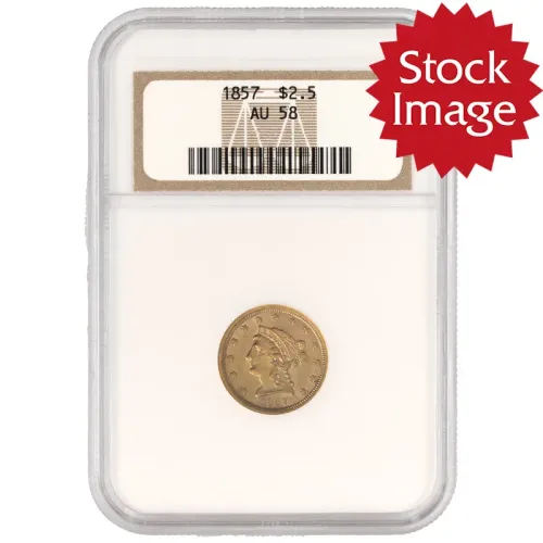 1857 $2 1/2 Liberty Gold Quarter Eagle - NGC AU58