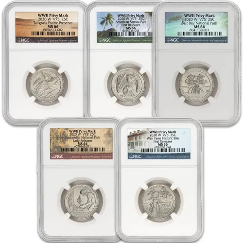 2020 W America the Beautiful Quarter Set V75 - NGC MS66
