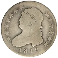 1818 Capped Bust Quarter - About Good