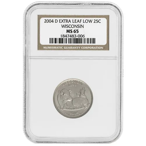 2004 D Wisconsin State Quarter - Extra Leaf Low - NGC MS65 - 006