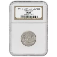 2004 D Wisconsin State Quarter - Extra Leaf Low - NGC MS65 - 015