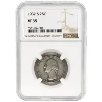 1932 S Washington Quarter - NGC VF 35