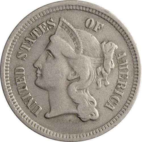 1868 3 Cent Nickel - Very Fine (VF)